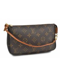 Louis Vuitton Pochette Accessoire Brown Cloth Clutch Bag
