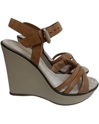 Moncler Sandales en Cuir Marron