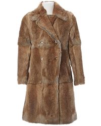 Sandro Brown Rabbit Coat