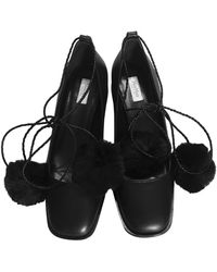 Max Mara Leather Heels - Black