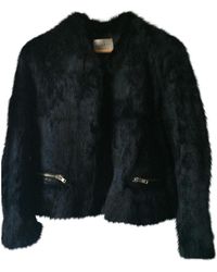 Sandro Black Fur Leather Jacket