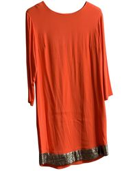 Sandro Seide Midi kleid - Orange