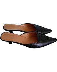 Max Mara Leather Mules - Black