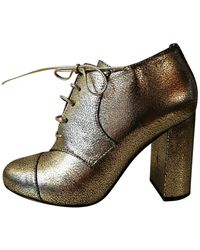 Max Mara Gold Leather Heels - Metallic