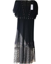 Sandro Spitze Midi kleid - Schwarz