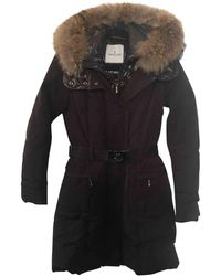 Moncler Mantel Fur Hood en Polyester Marron