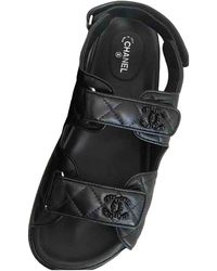 Chanel Dad Sandals Leder Pantoffeln - Schwarz