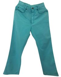 Burberry Vintage Turquoise Cotton Trousers - Blue
