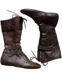 Max Mara Leather Riding Boots - Brown