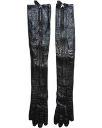 Burberry Patent Leather Long Gloves - Black