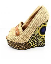 Burberry Cloth Sandals - Natural