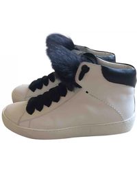 Moncler Baskets en Cuir Blanc