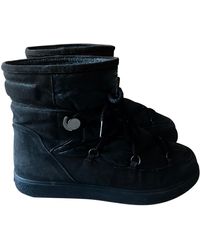 Moncler Bottes en Cuir Noir