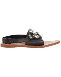 Miu Miu Sandales \N en Cuir Noir - Multicolore