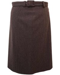 Chanel Wolle Halblang Rock - Braun