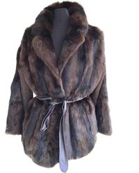 Sandro Brown Rabbit Coat