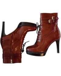 Burberry Leather Boots - Brown