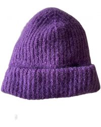Sandro Wolle Strickmütze - Lila