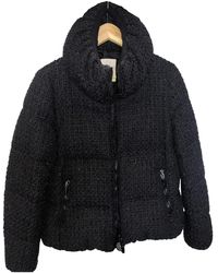 Moncler Mantel Hood en Tweed Noir