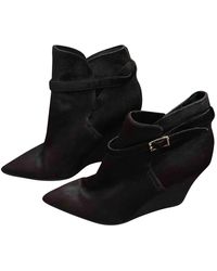 Burberry Pony-style Calfskin Buckled Boots - Brown