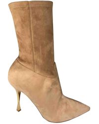 Valentino \n Beige Suede Ankle Boots - Natural