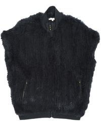 Sandro Navy Rabbit Coats - Blue