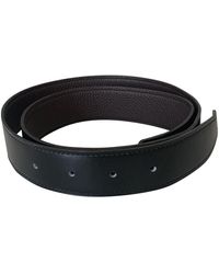 Hermès Cinturón en cuero negro Cuir seul / Leather Strap