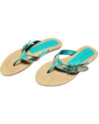 Burberry Patent Leather Flip Flops - Blue