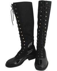 Chanel Stivali da cavallerizza in Tela - Nero