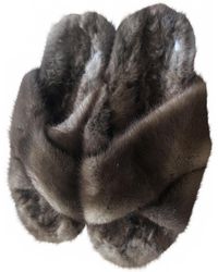 Max Mara Mink Mules - Brown
