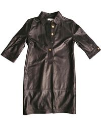 Sandro Leder Mini Kleid - Schwarz