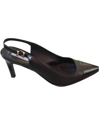 Max Mara Leather Heels - Black