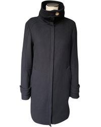 Moncler Mantel en Laine Marine - Bleu