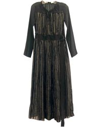 Sandro Seide Midi kleid - Schwarz