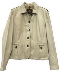 Moncler Blousons en Cuir Beige - Neutre