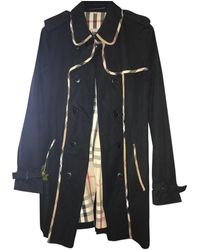 Burberry Navy Linen Trench Coats - Blue