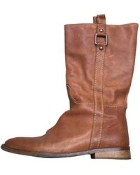 Max Mara Leather Cowboy Boots - Brown