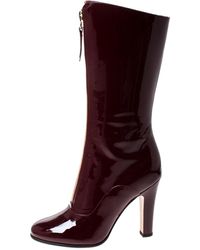 Valentino \n Burgundy Patent Leather Boots - Multicolour