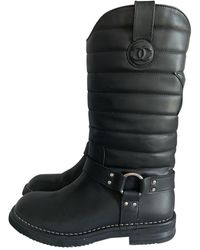 Chanel Stivali biker in Pelle - Nero