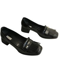 Max Mara Leather Flats - Black
