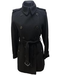 Burberry Black Wool Coats