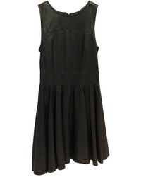 Sandro Leder Midi kleid - Schwarz