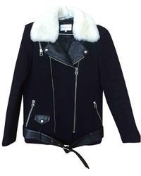 Sandro Blue Wool Coats - Multicolour