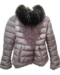 Moncler Mantel Fur Hood en Synthétique Violet
