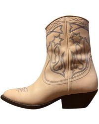 Sandro Leder Westernstiefel - Braun