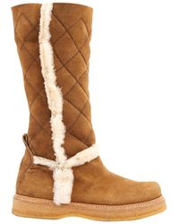 Moncler Bottes en Fourrure Camel - Marron