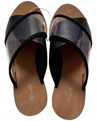 Diane von Furstenberg Leder Pantoffeln - Schwarz