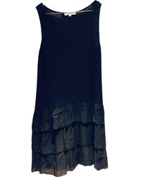 Sandro Leinen Midi kleid - Schwarz