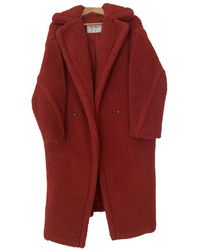 Max Mara Teddy Bear Icon Wool Coat - Red