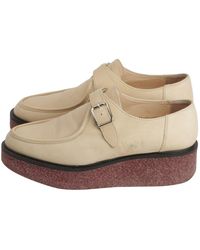 Maje Beige Leather Flats - Natural